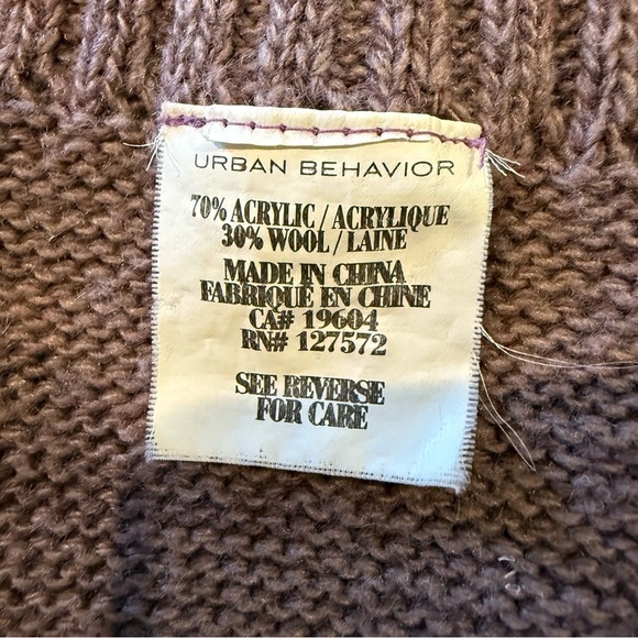Urban Behavior Vest Poncho Lagenlook Mauve Wool Blend Knit Women’s Size S - Picture 9 of 9